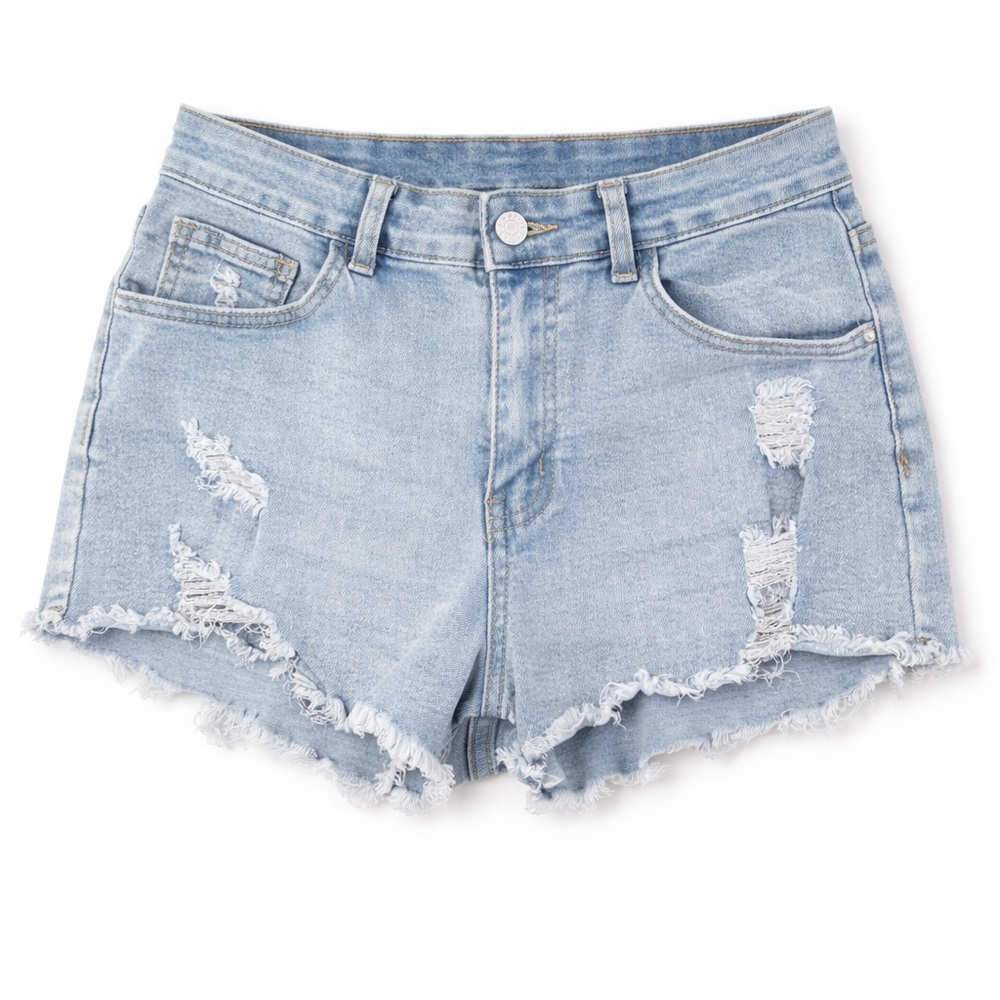 Daisy Duke Cutoff Shorts | Stretchy | Light Wash | | Distressed|  Raw Hem
